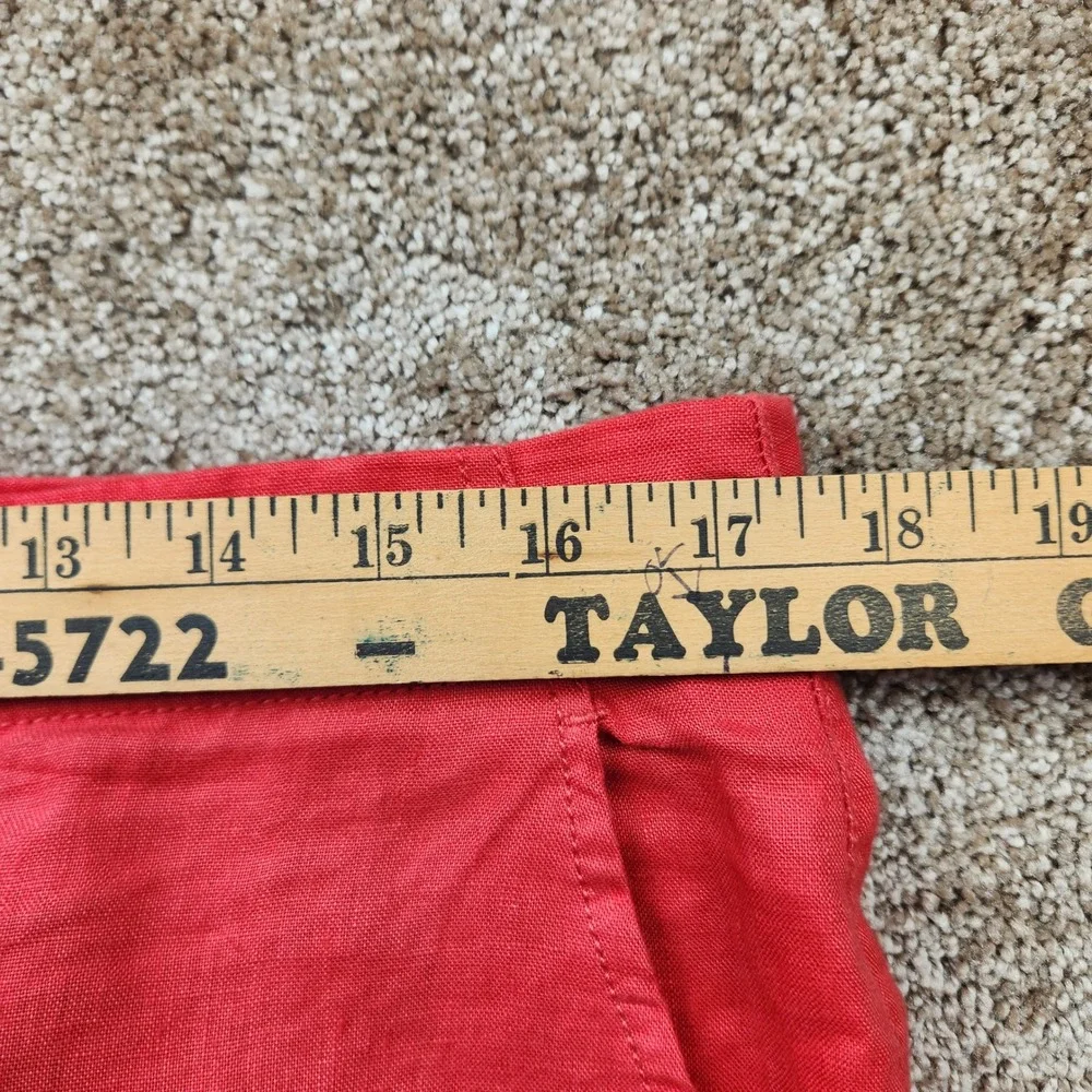 Banana Republic Womens Red Wide Leg Linen Pants Trousers Size 10 Mid Rise
